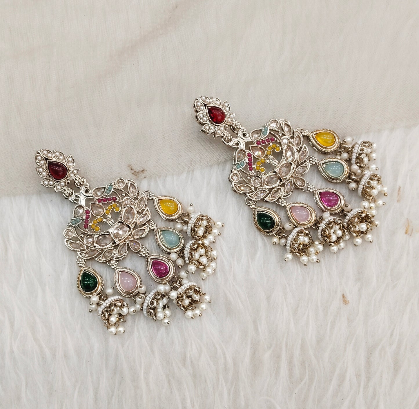 Multi Color Antique Gold Bollywood Sarpunch Earrings