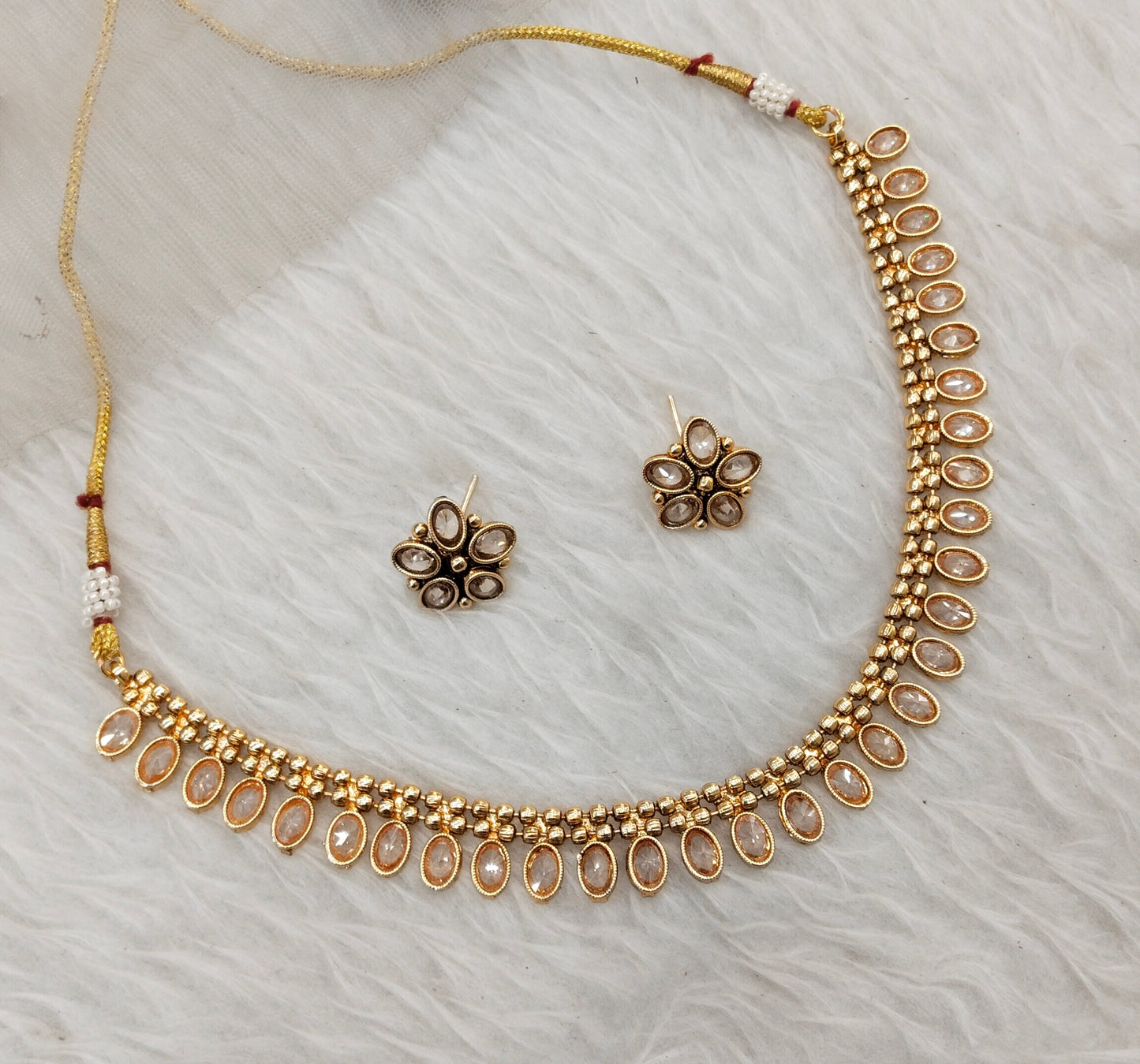 Gold Polki Necklace Jewellery Set