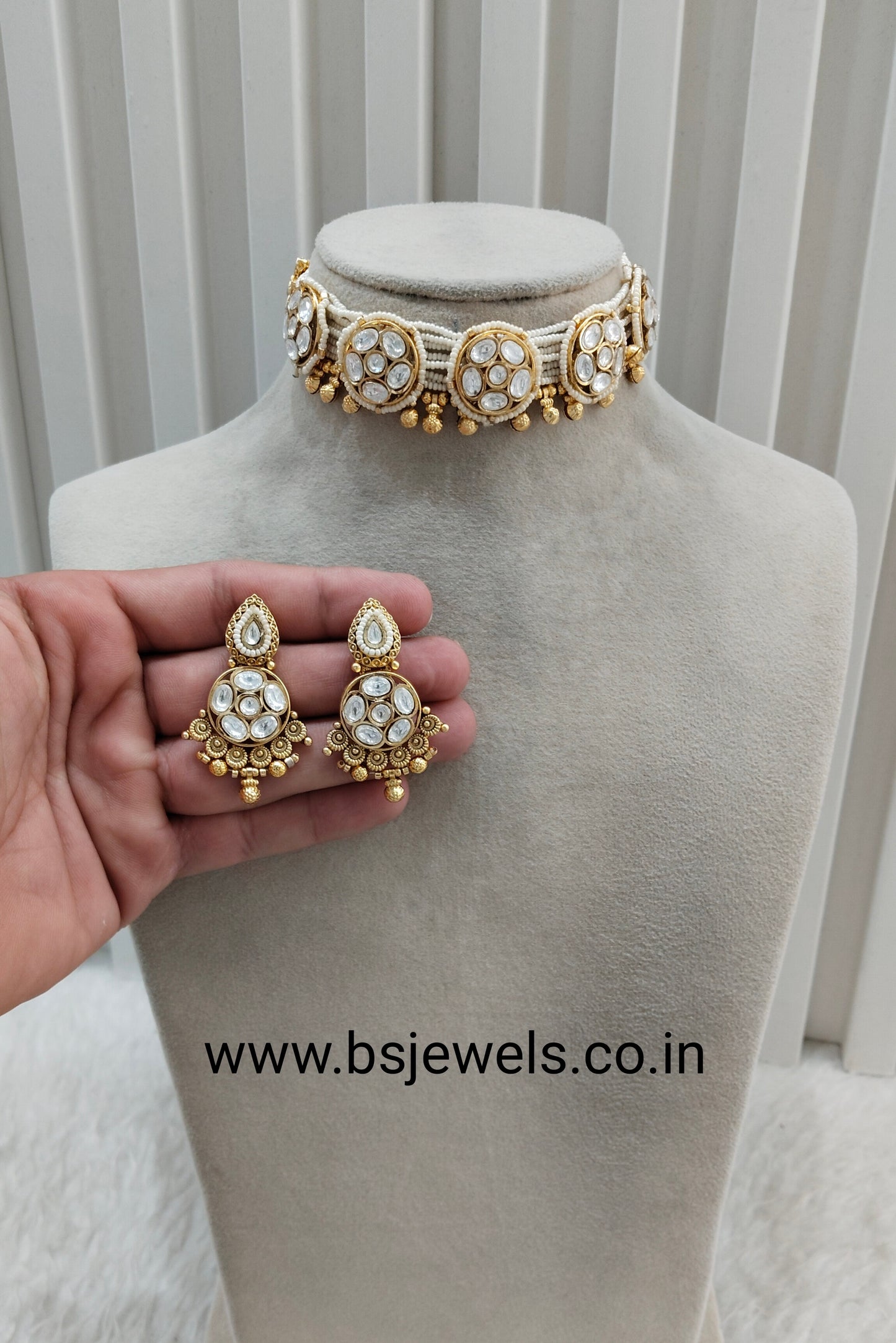 Gold Polki Choker Jewellery Smile Set