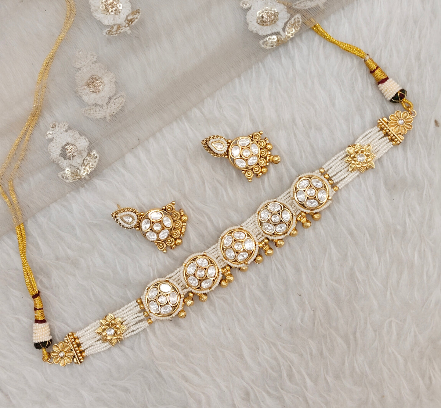 Gold Polki Choker Jewellery Smile Set