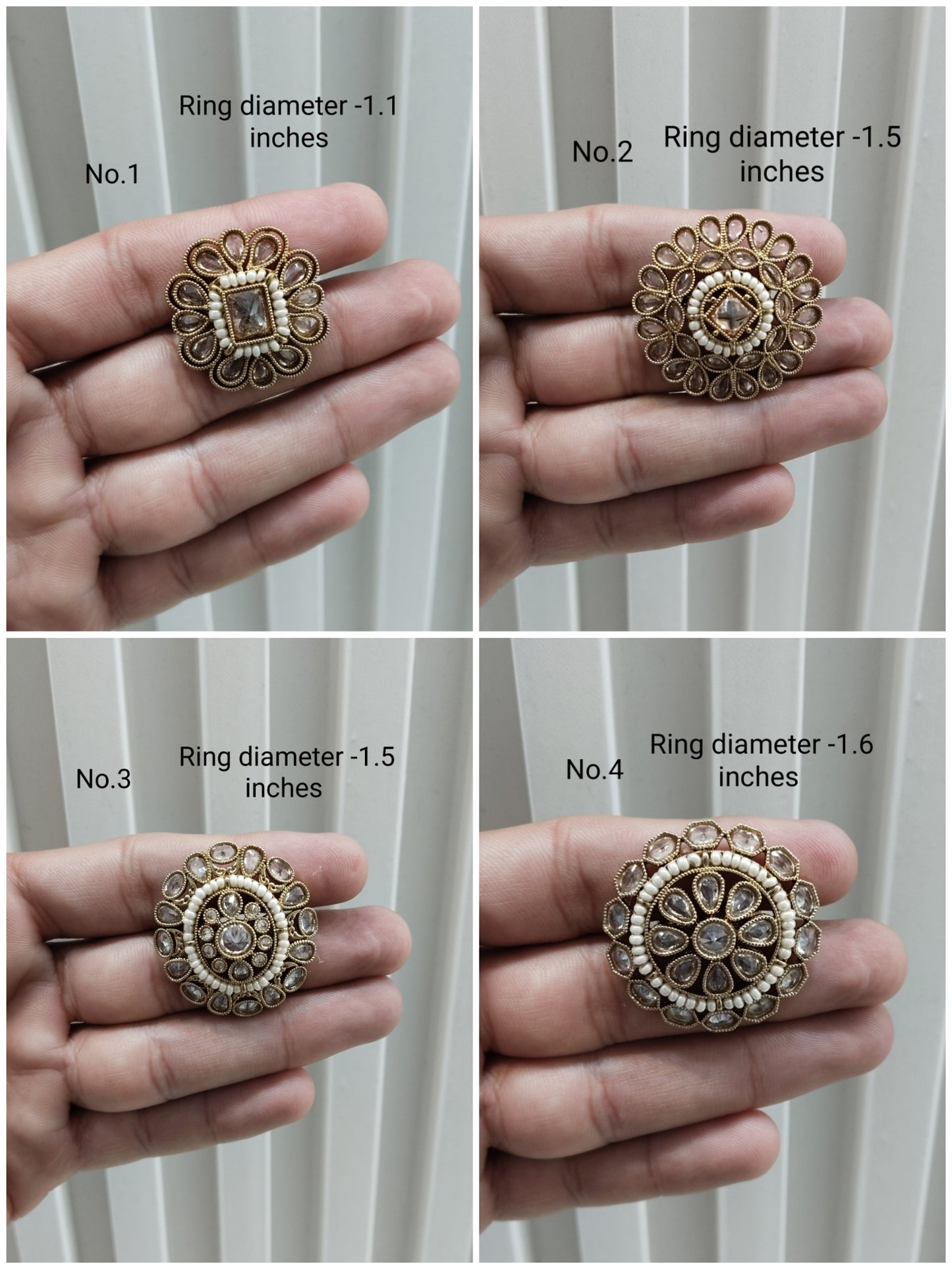 Champagne Stone cocktail finger rings