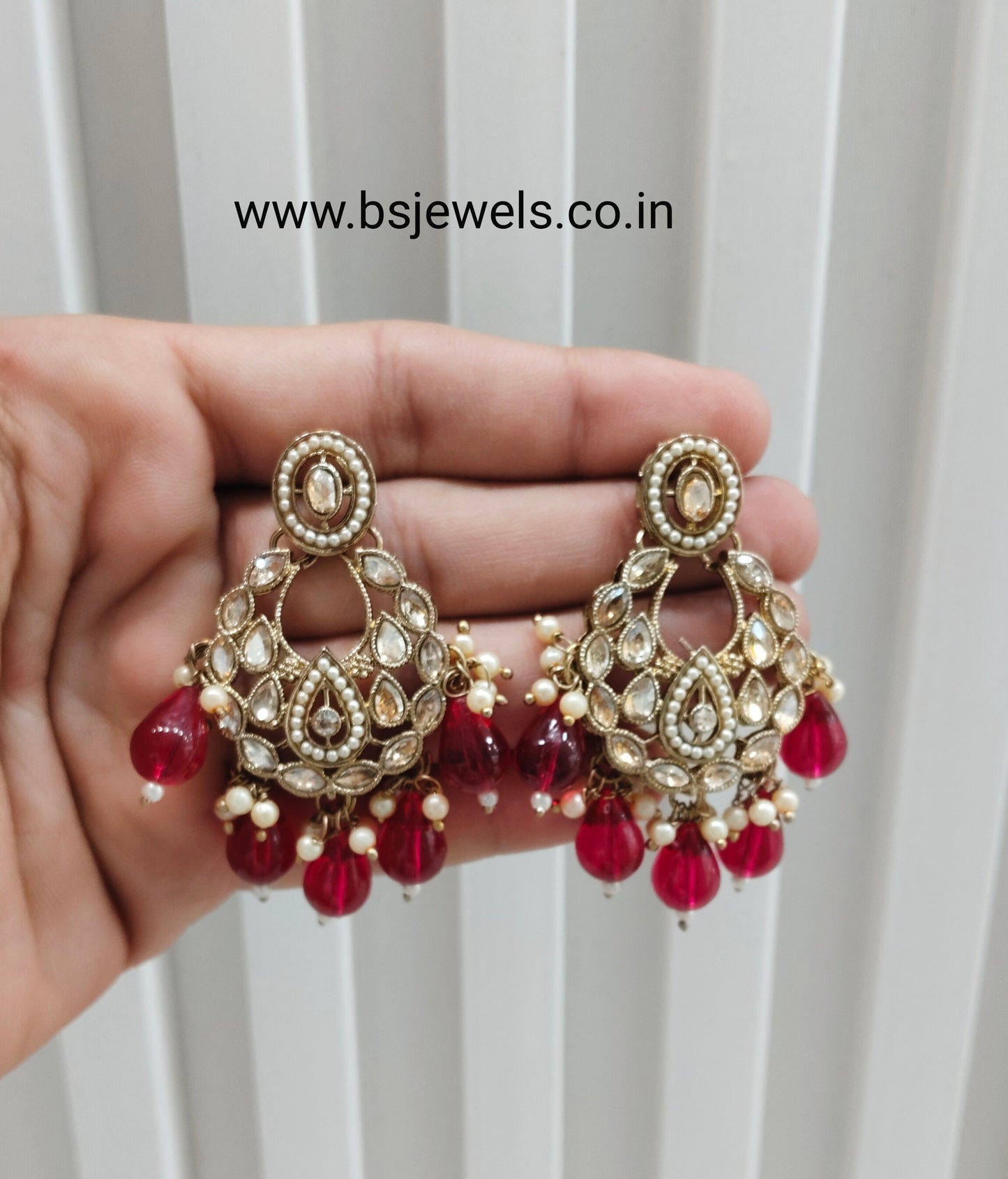 Majenta Antique Gold Bollywood Kane Earrings