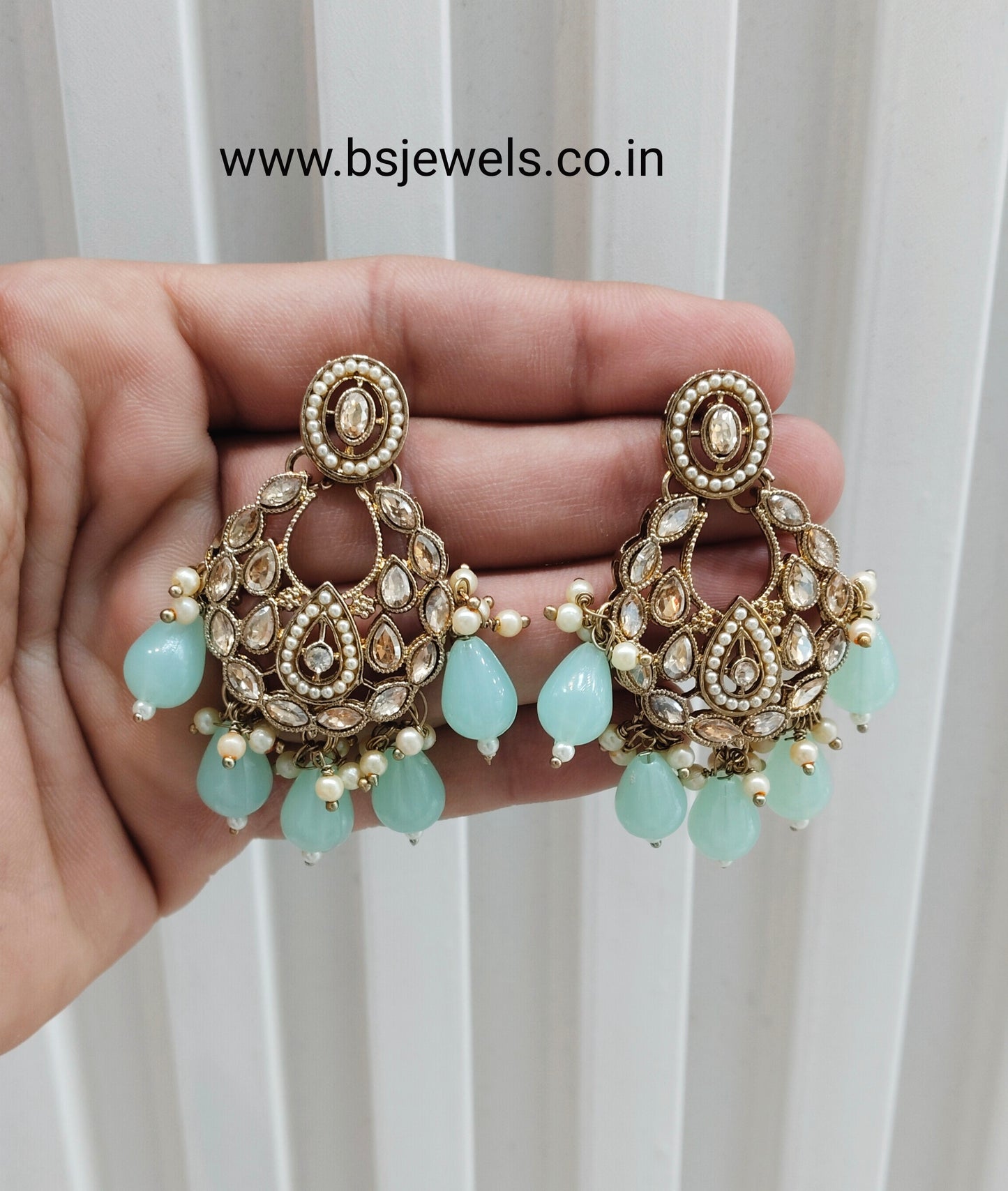 Pista Antique Gold Bollywood Kane Earrings