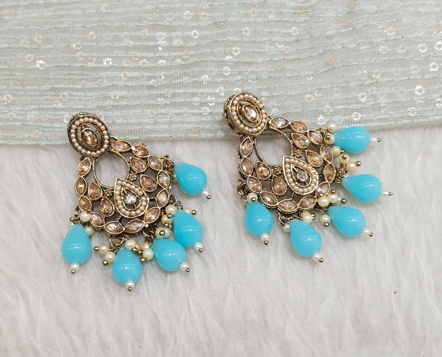 Firoja Antique Gold Bollywood Kane Earrings