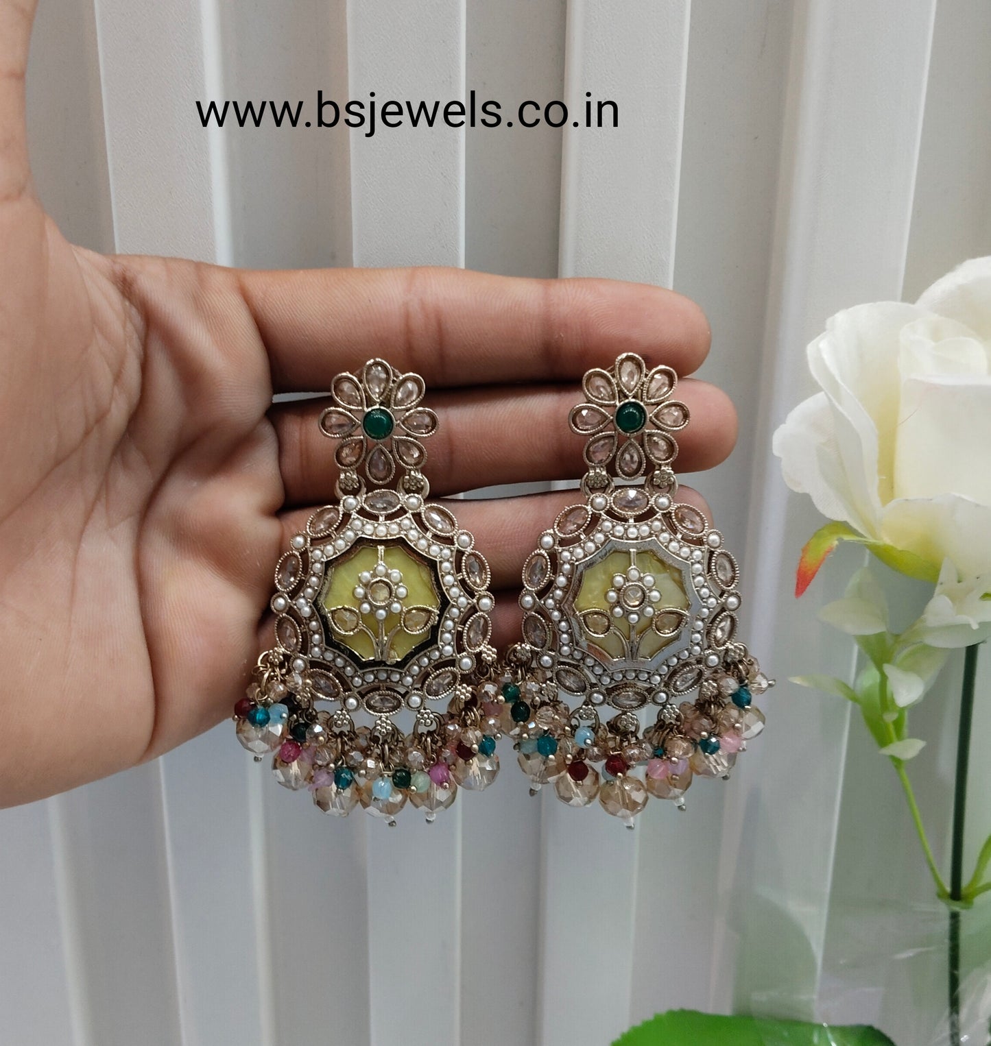 Multi Color Antique Gold Bollywood Gaikwad Earrings