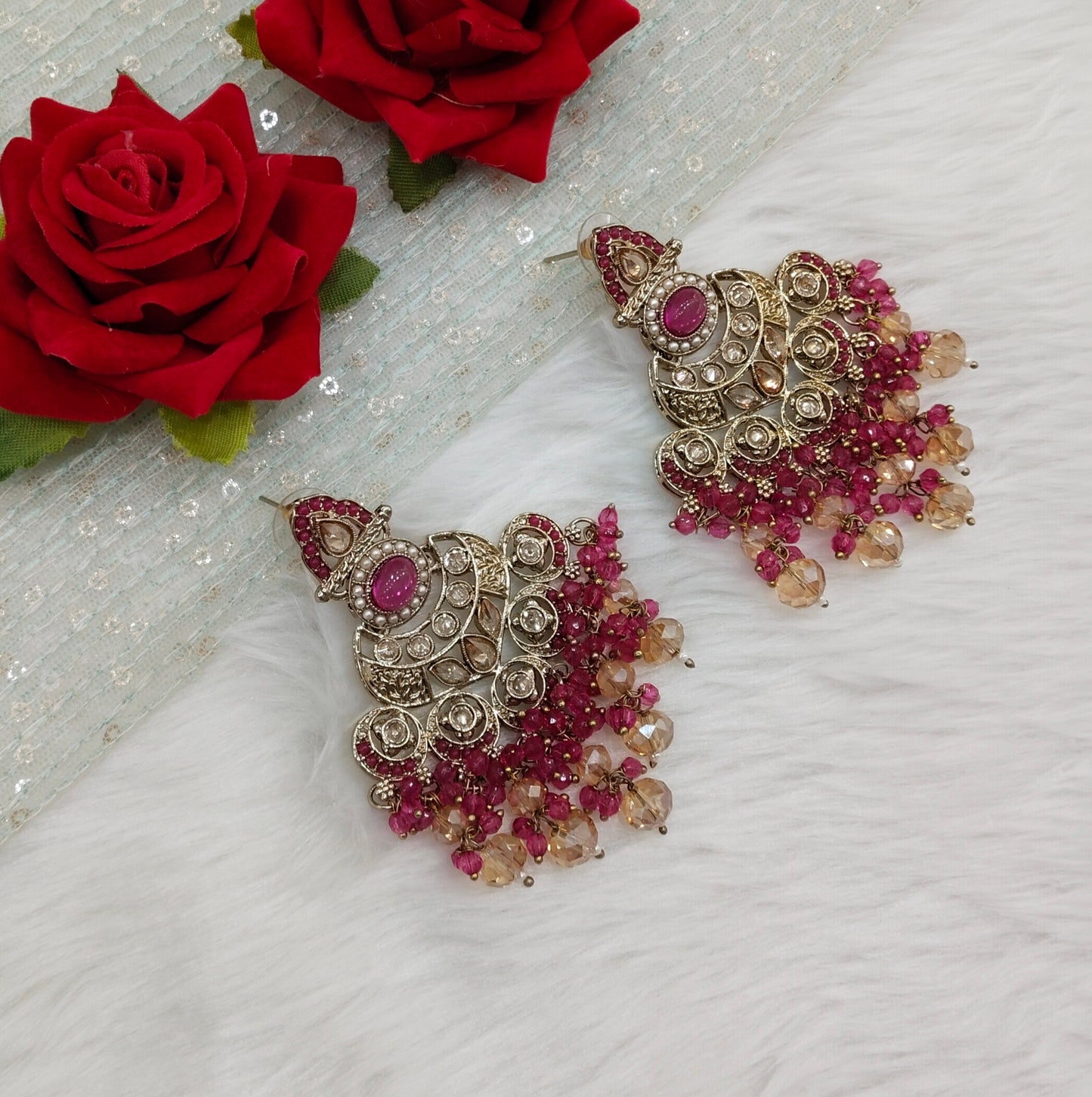 Purple Antique Gold Bollywood Ruturaj Earrings