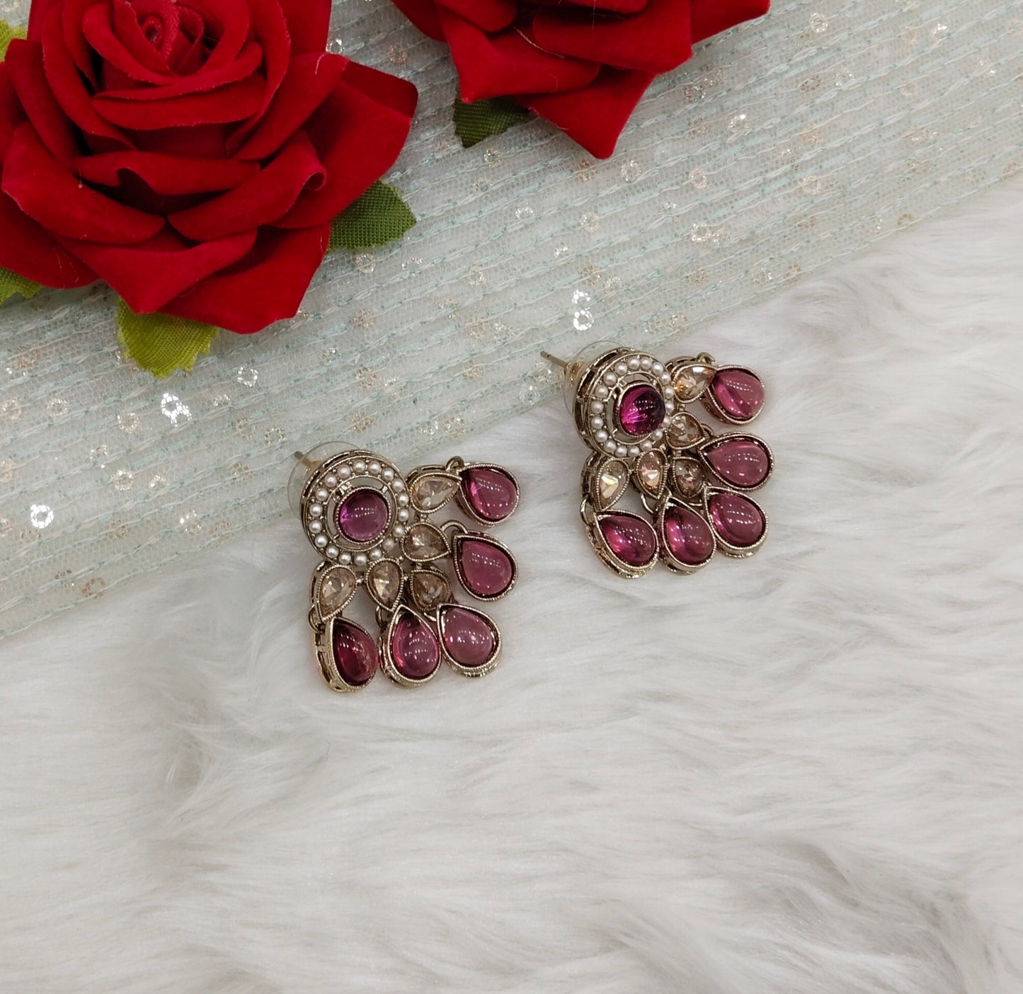 Purple Antique Gold Bollywood Rachin Earrings