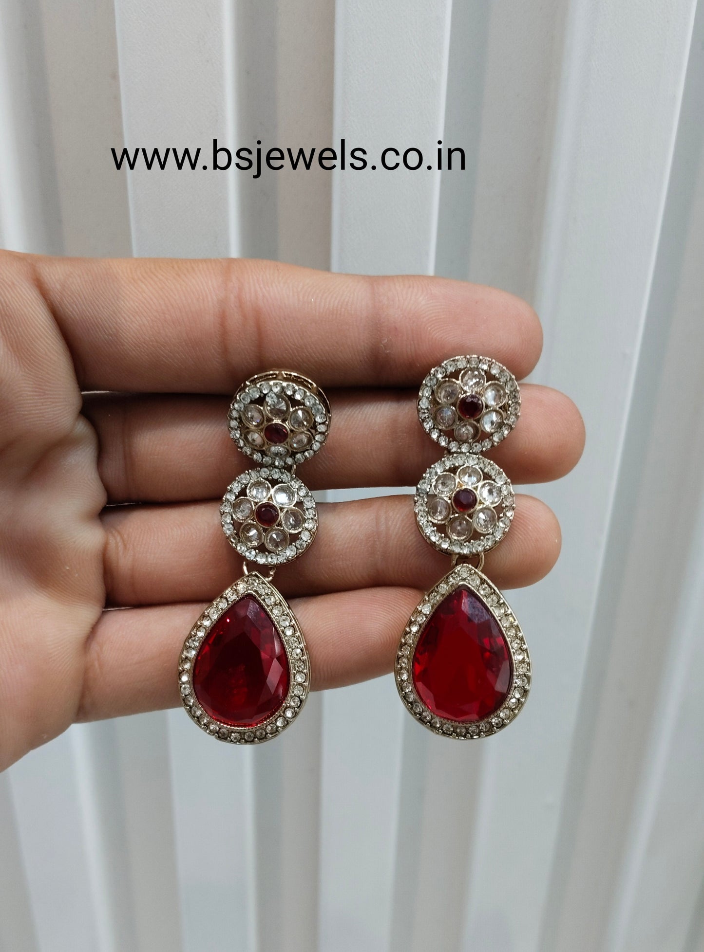 Maroon Antique Gold Bollywood Salt Earrings