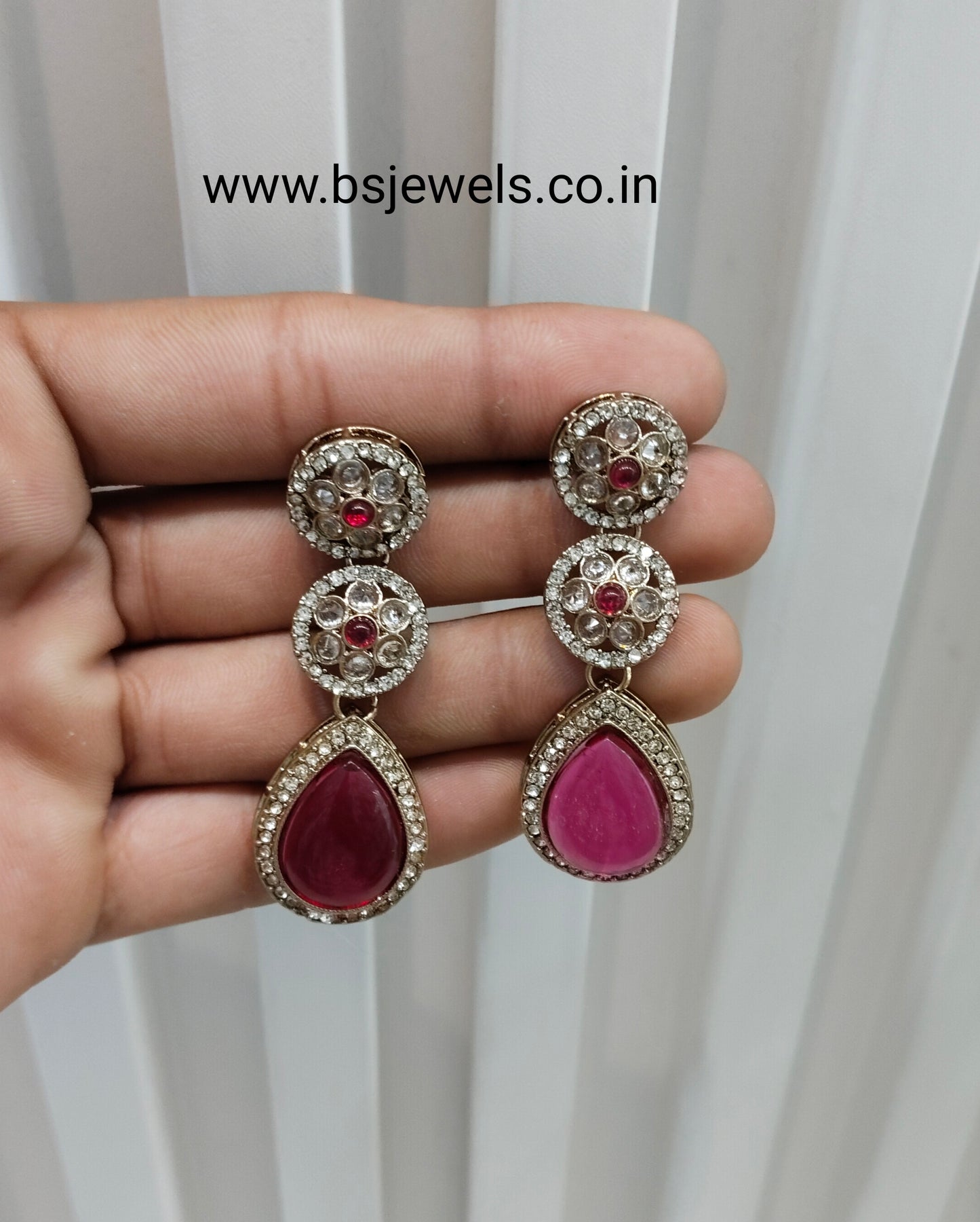 Majenta Antique Gold Bollywood Salt Earrings