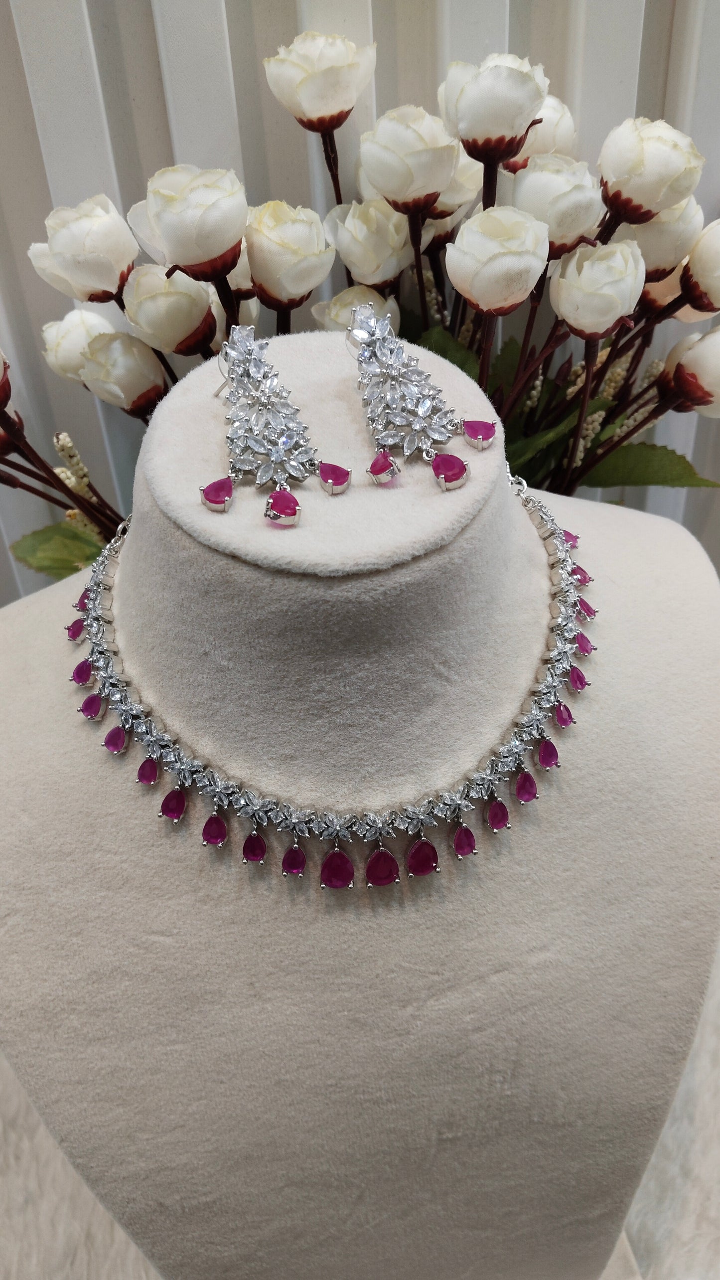 Ruby Silver CZ Necklace Jewellery Marker Set