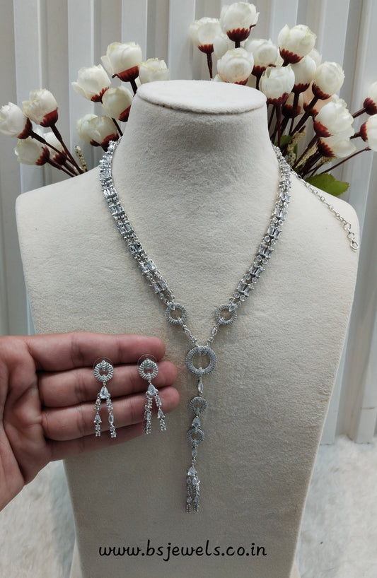 White Silver CZ Necklace Jewellery Jaysurya Set