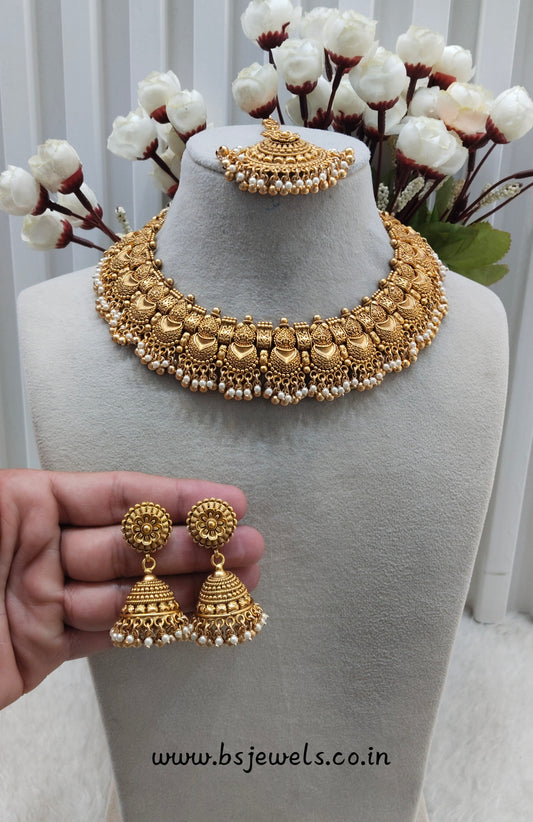 Gold Polki Necklace Jewelry Selvi Set