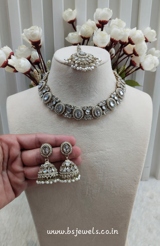 Antique Gold Necklace Jewellery Mandeep Set