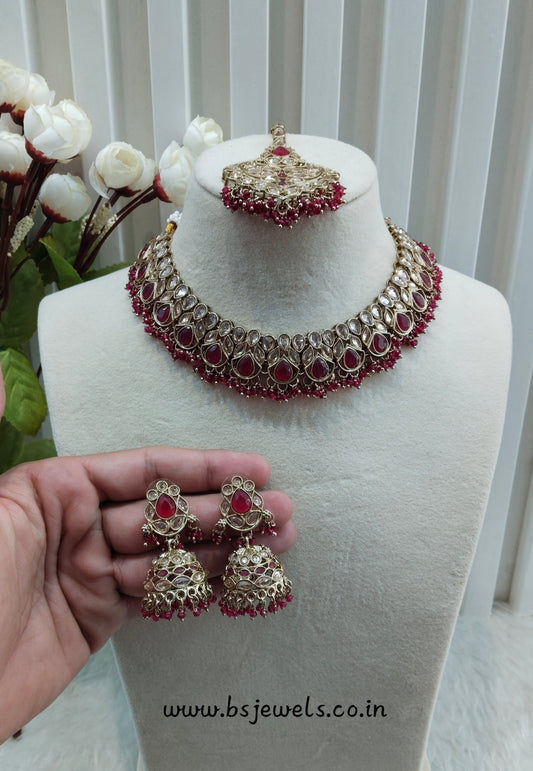 Majenta Antique Gold Necklace Jewellery Topply Set