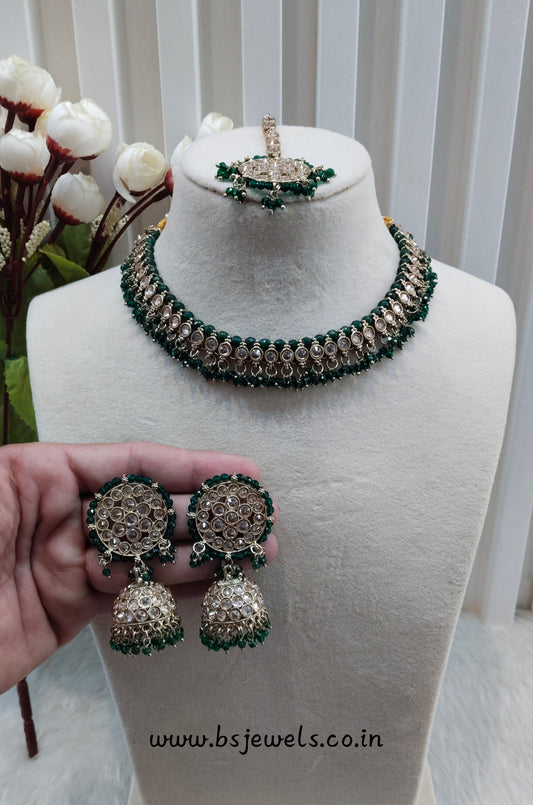 Green Antique Gold Necklace Jewellery Naman Set
