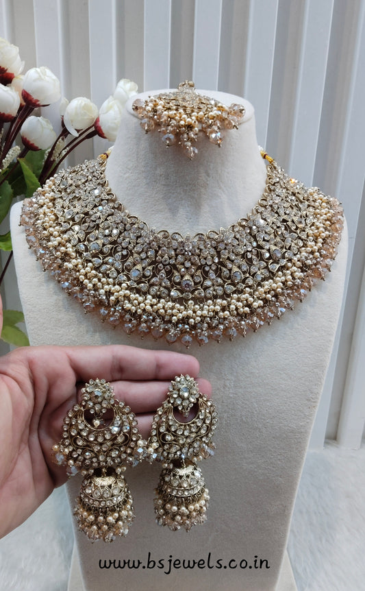 Antique Gold Necklace Jewellery Rcb Set