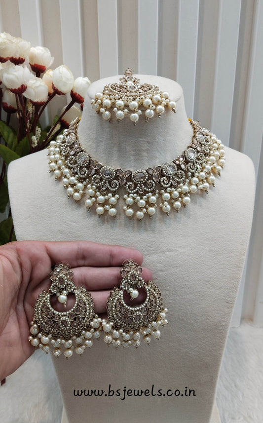 Antique Gold Necklace Jewellery Mangu Set