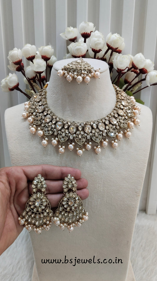 Antique Gold Necklace Jewellery Rasha Set