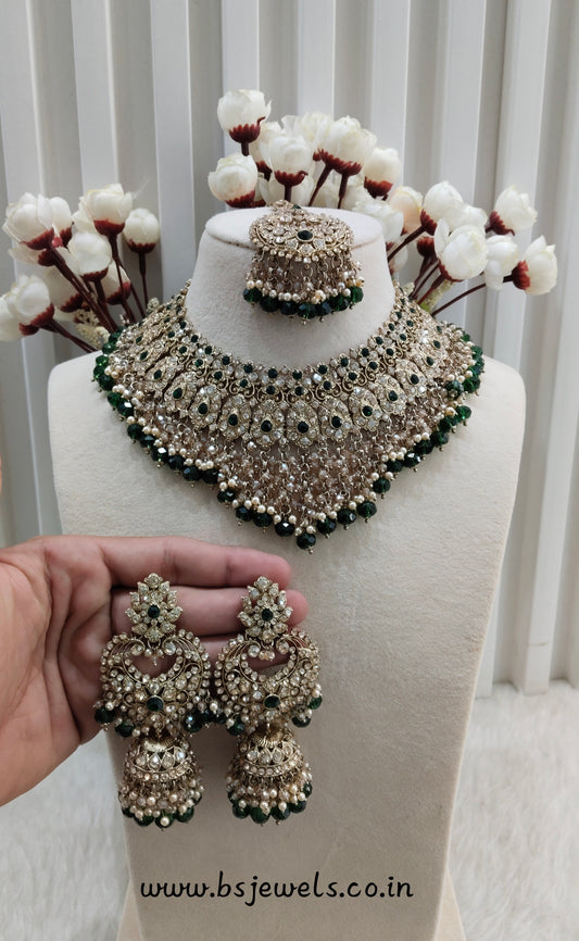 Green Antique Gold Necklace Jewellery Shallu Set