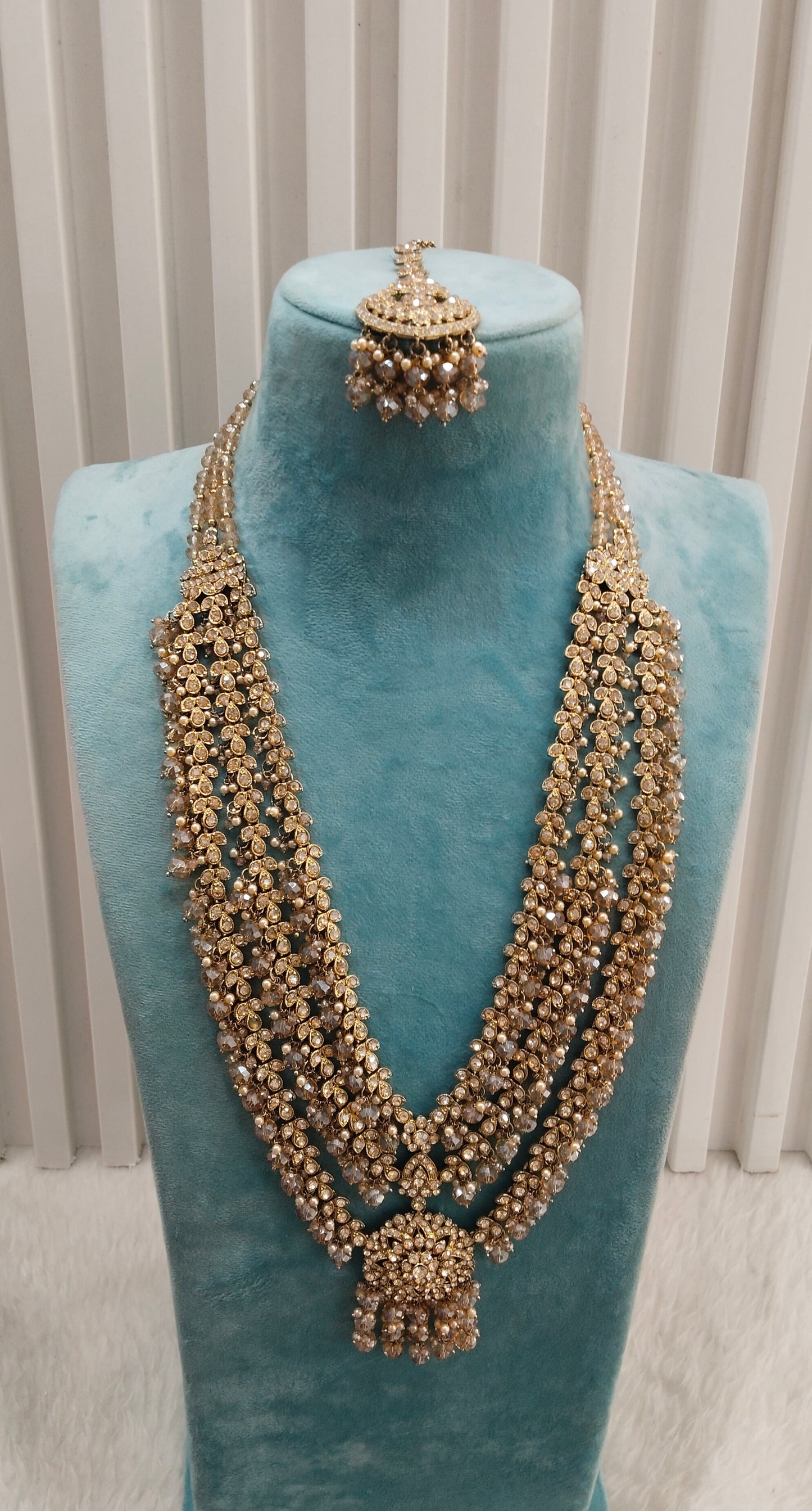 Antique Gold Long Rani Haar Necklace Jewellery Shallu Set