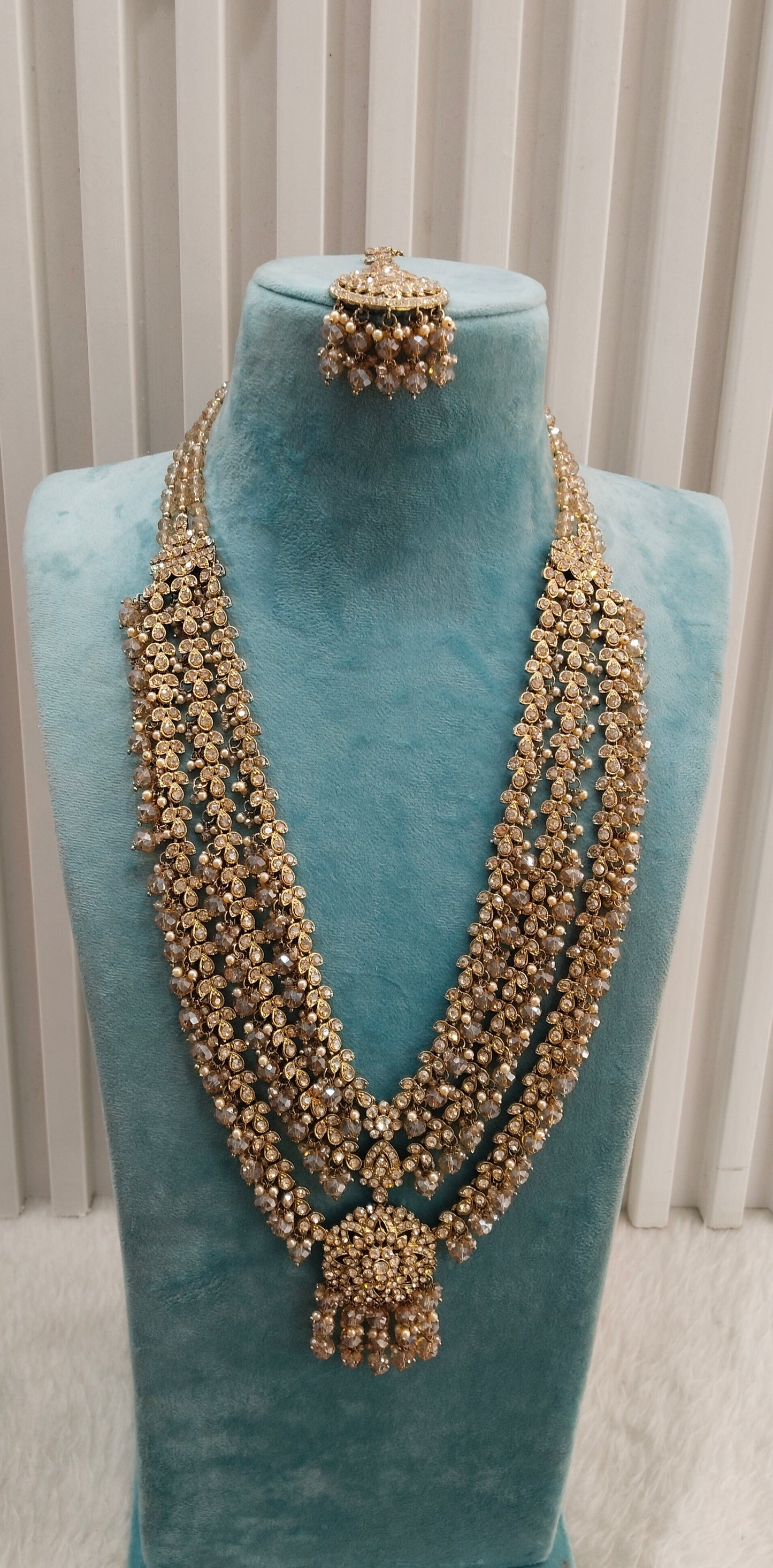 Antique Gold Long Rani Haar Necklace Jewellery Shallu Set