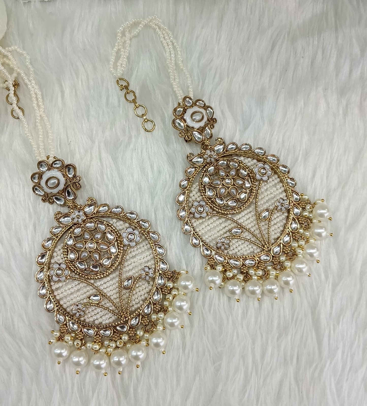 White Kundan Bollywood Pargat Earrings