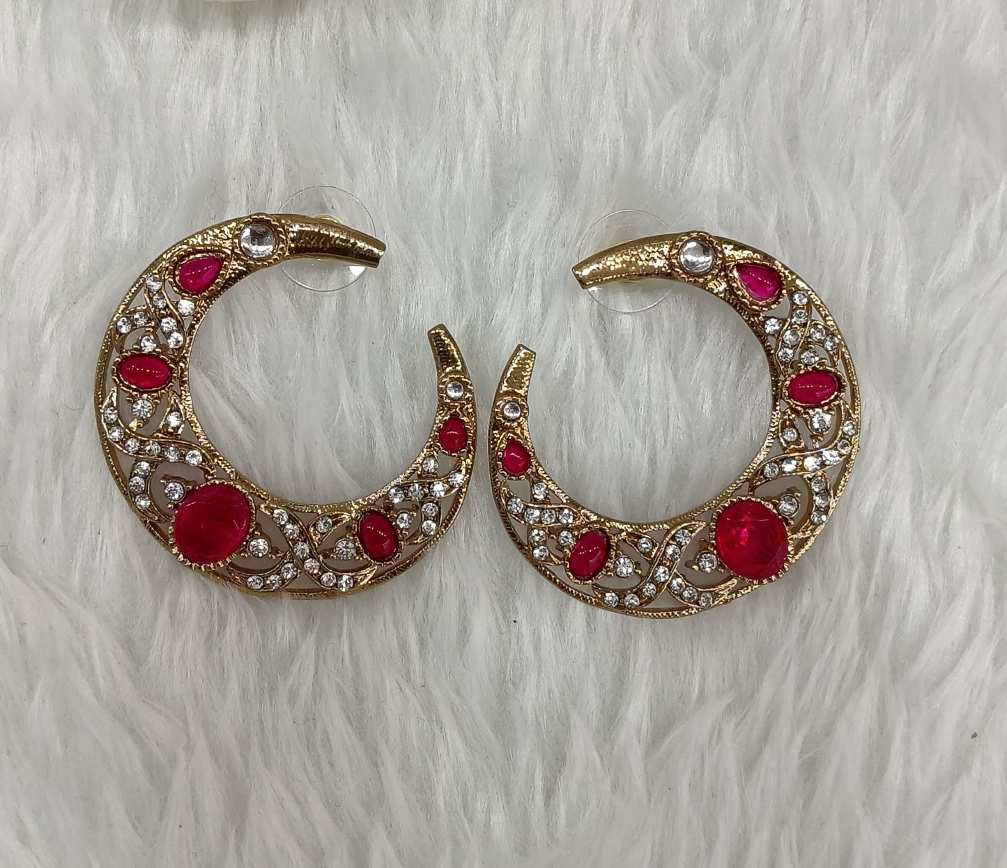Majenta Kundan Chandbali Bollywood Sukh Earrings