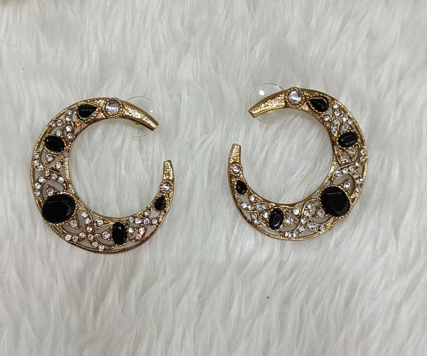 Black Kundan Chandbali Bollywood Sukh Earrings