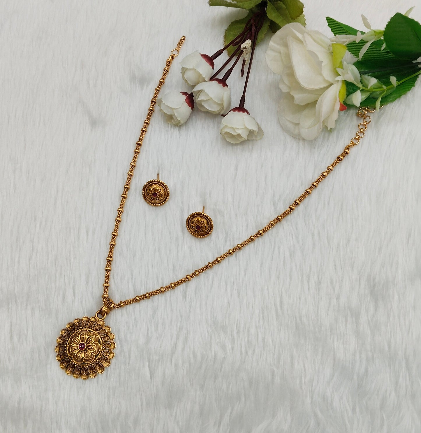 Ruby Gold Polki Necklace Jewellery Azam Set