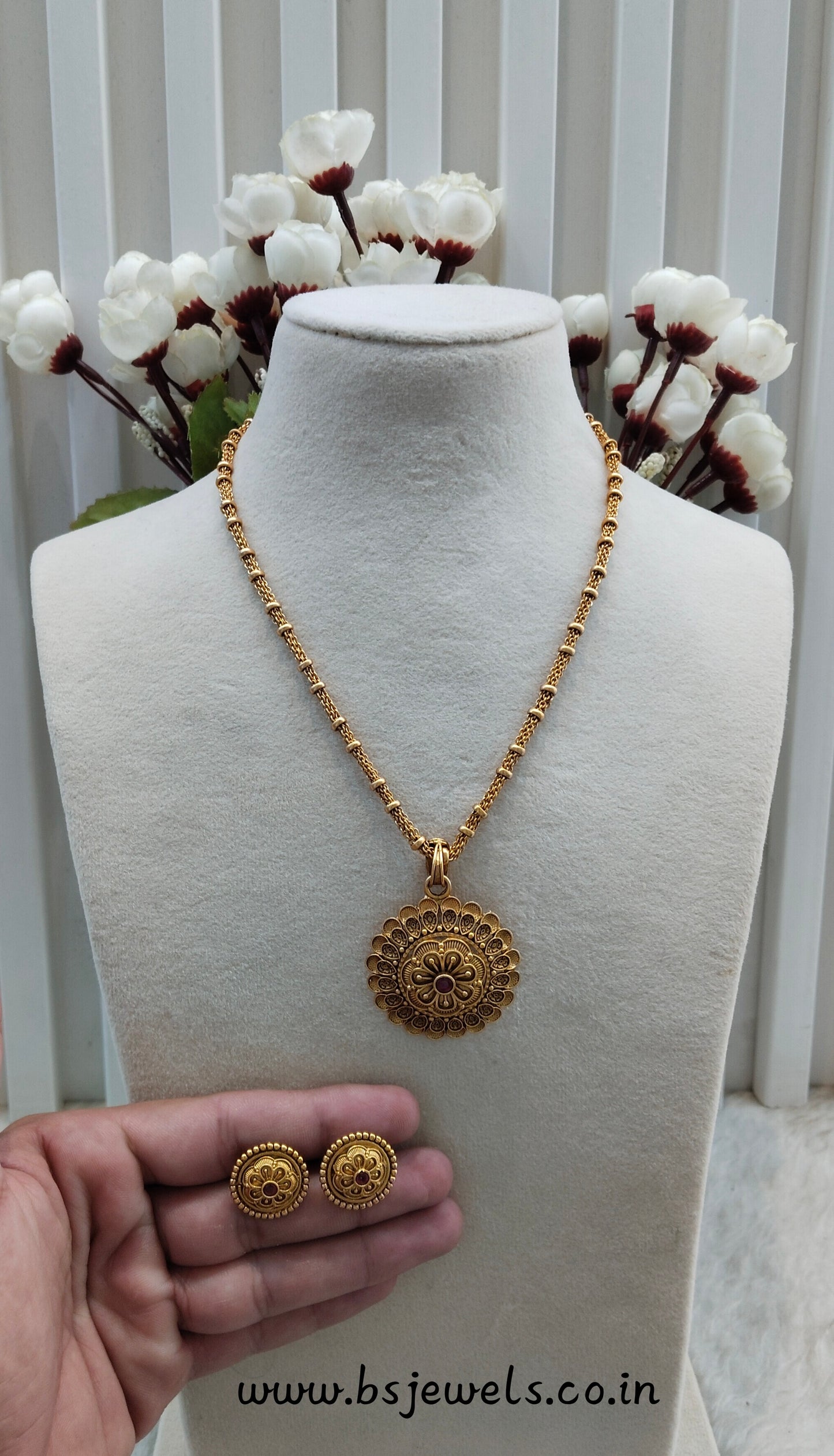 Ruby Gold Polki Necklace Jewellery Azam Set