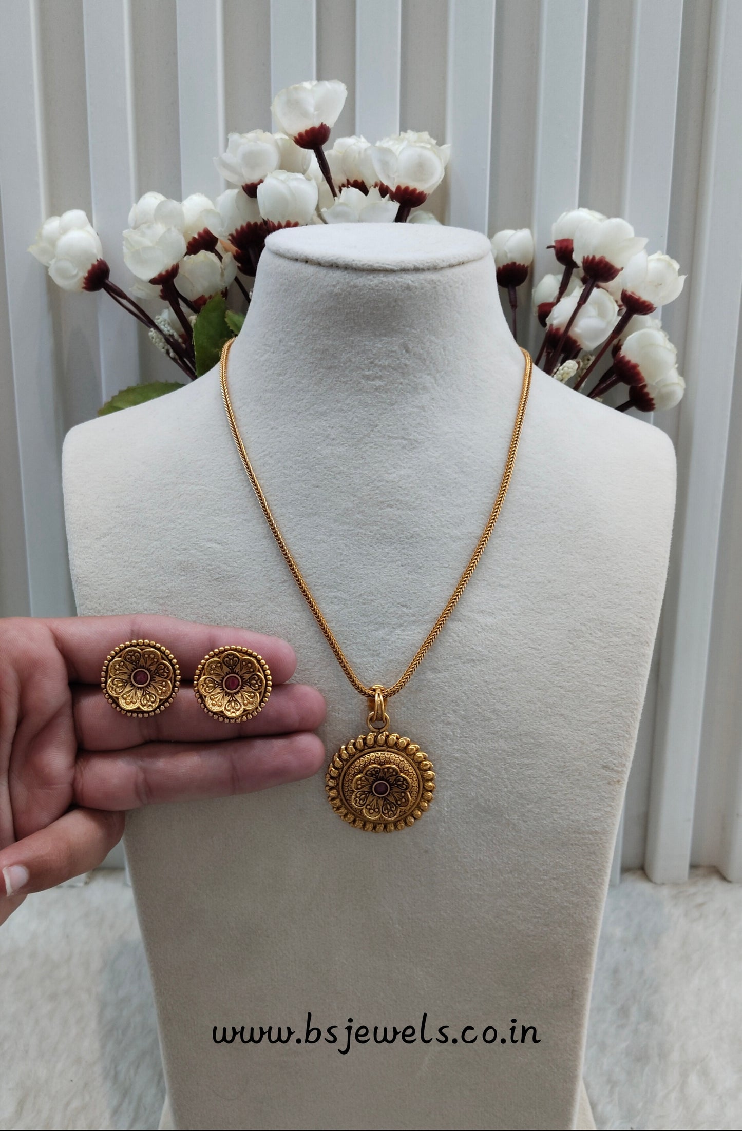Ruby Gold Polki Necklace Jewellery Azam Set