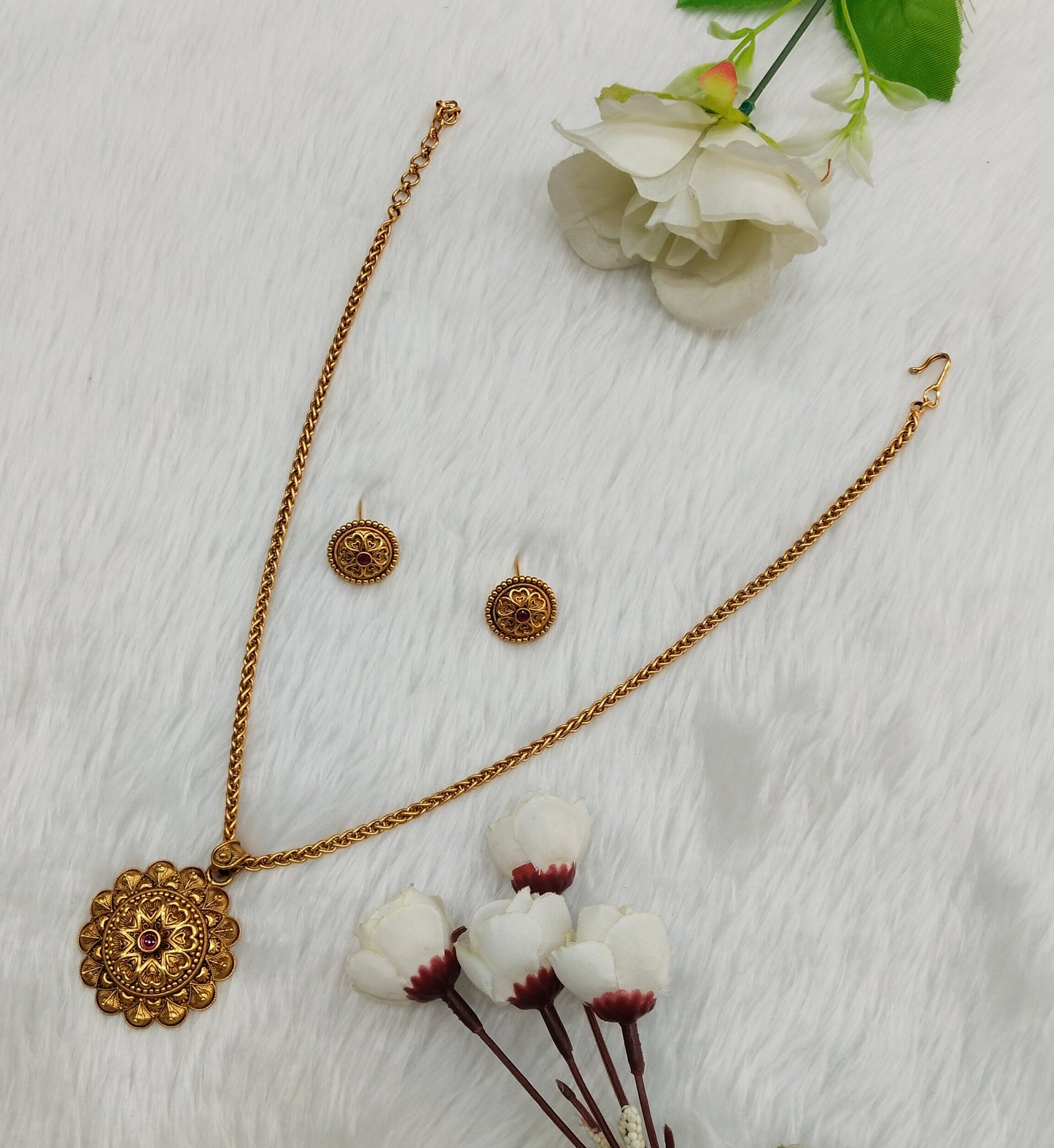 Ruby Gold Polki Necklace Jewellery Azam Set