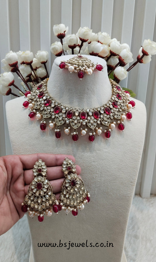 Majenta Antique Gold Necklace Jewellery Rasha Set