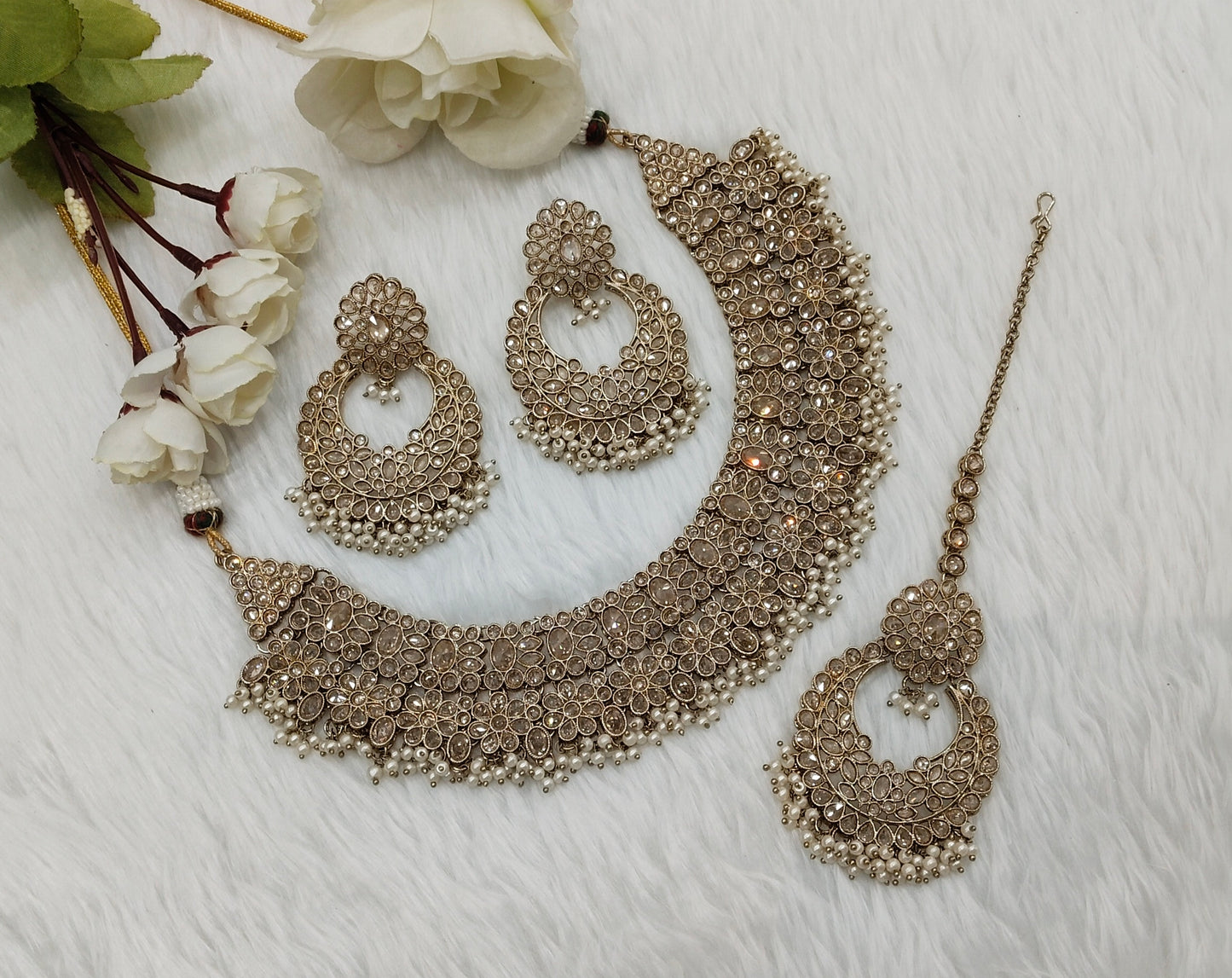 Antique Gold Necklace Jewellery Gopi Set