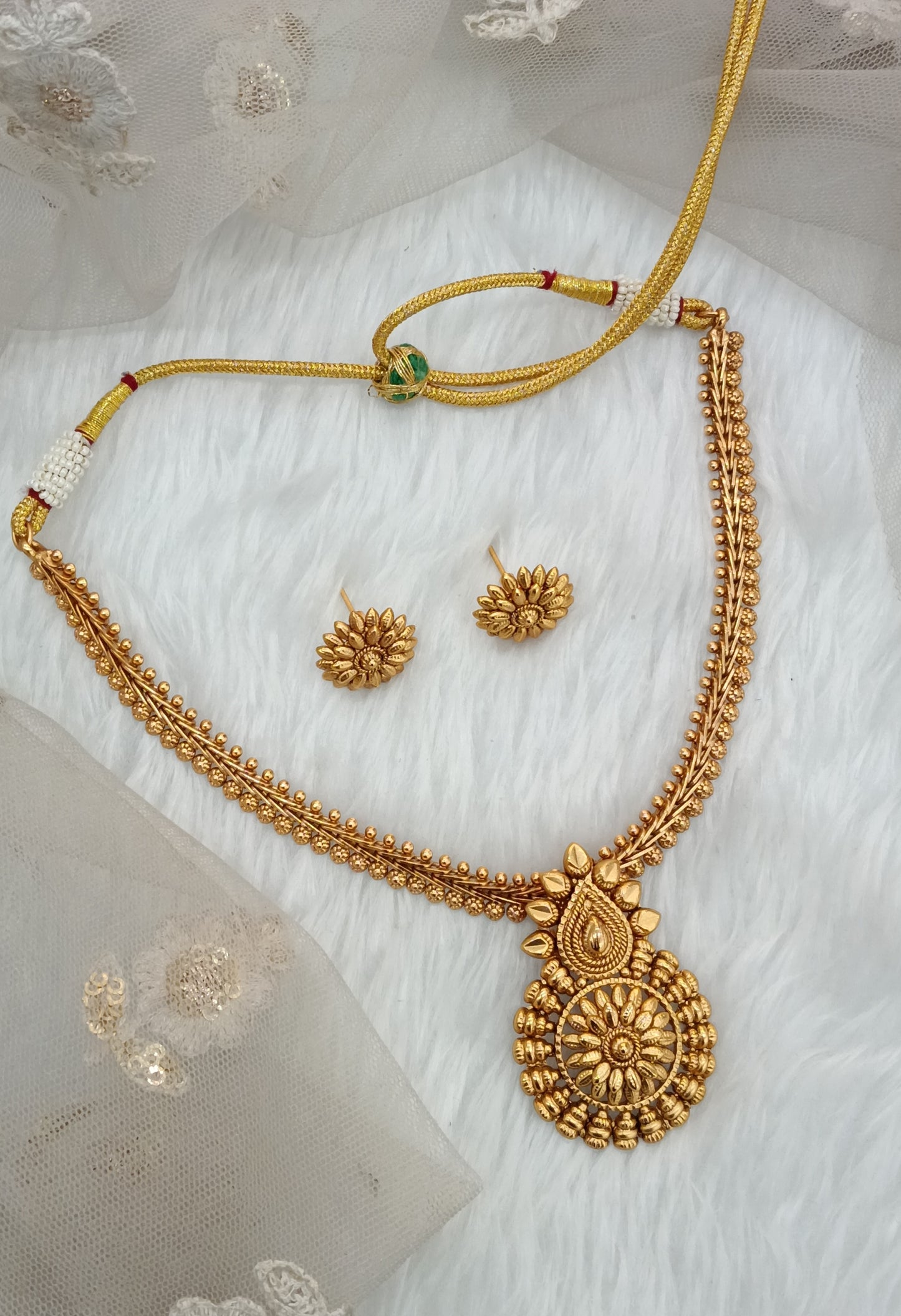 Gold Polki Necklace Jewellery Harf Set