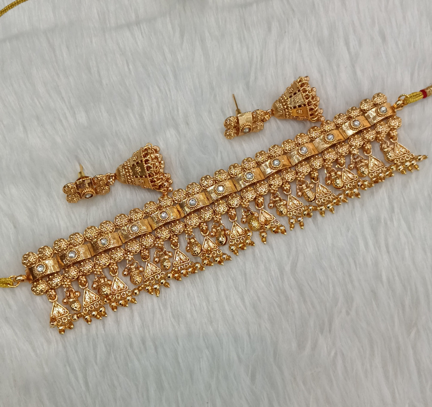 Gold Polki Jhumki Choker Jewellery Agam Set