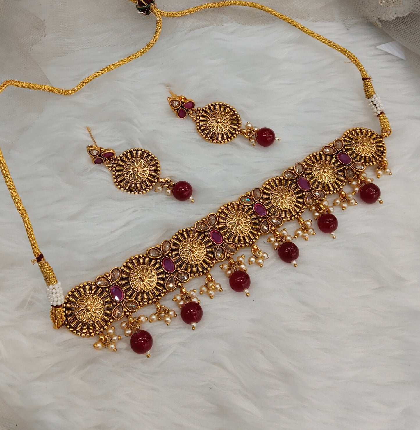 Ruby Gold Polki Choker Jewellery Bobo Set