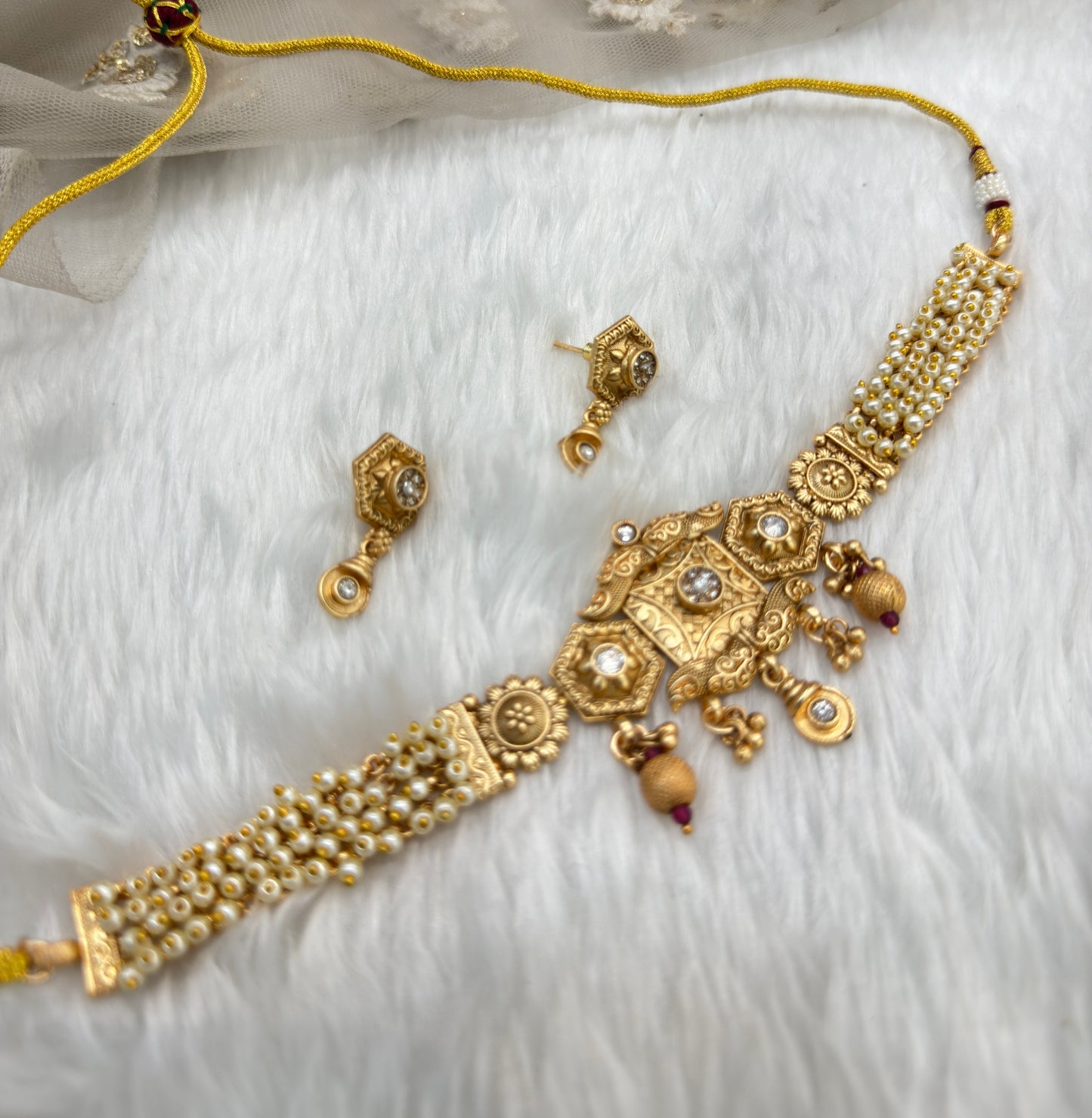 Gold Polki Choker Jewellery Bobo Set