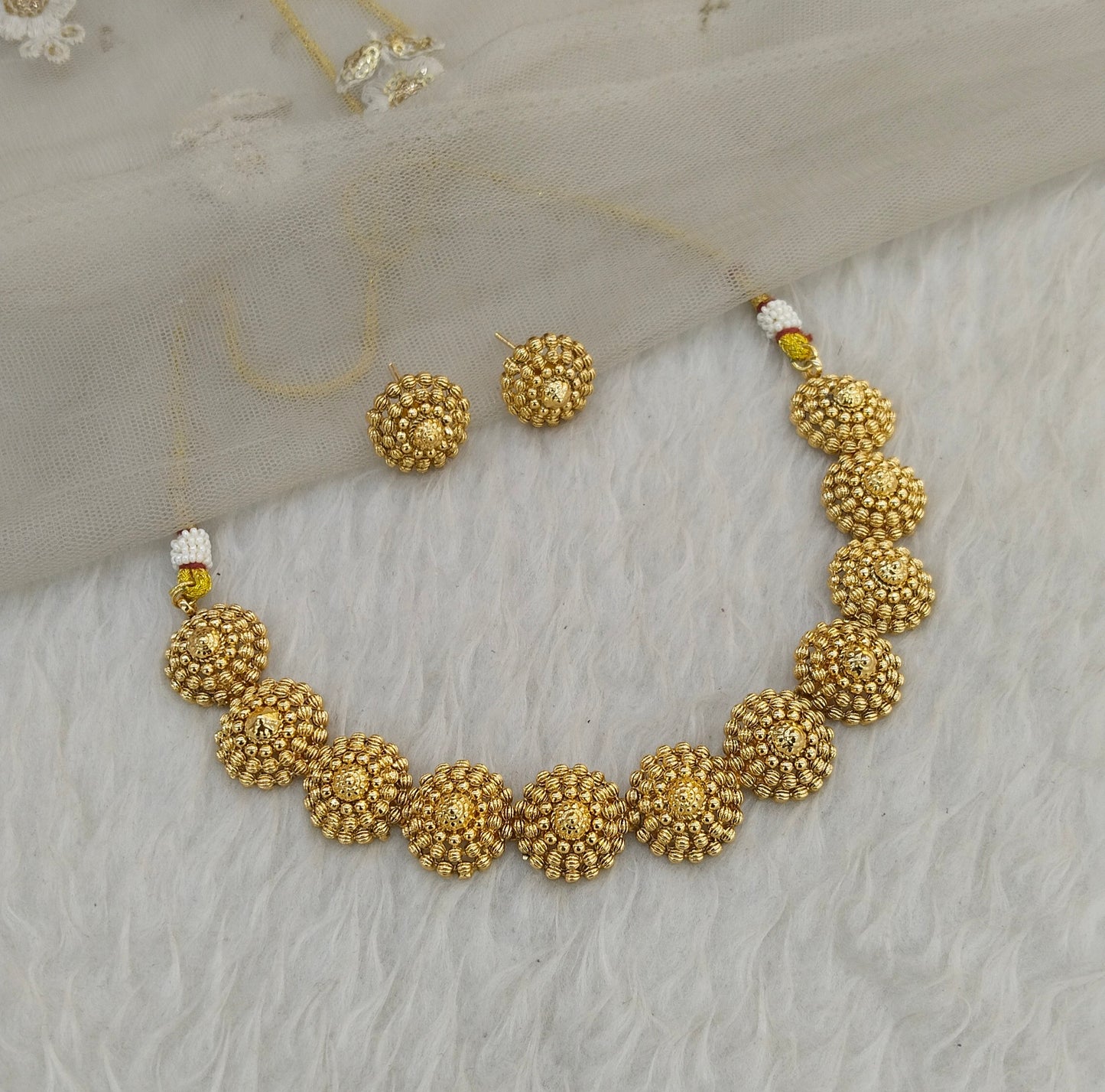 Gold Polki Necklace Jewellery Gandhi Set