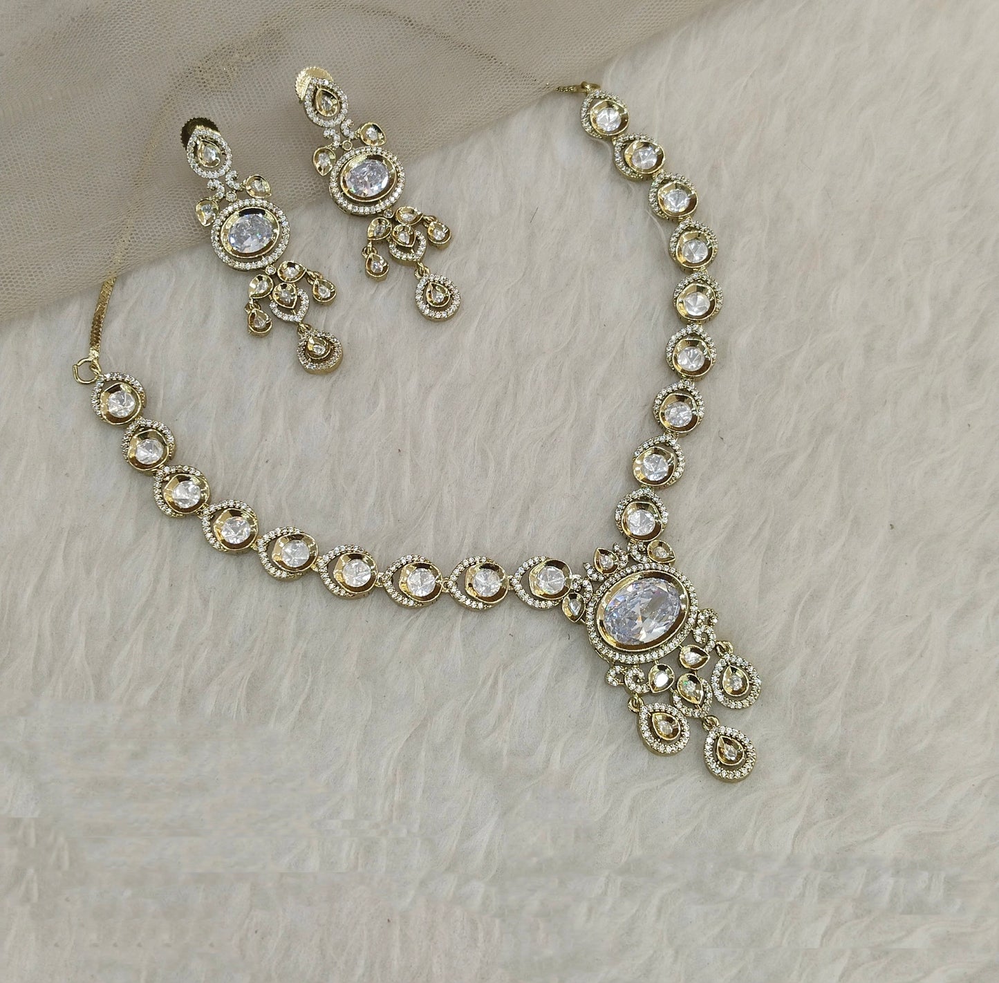 Antique Gold Necklace Jewellery Gandhi Set