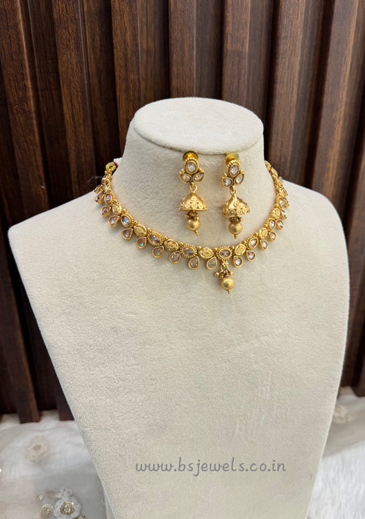 Gold Polki Necklace Jewellery Pawan Set