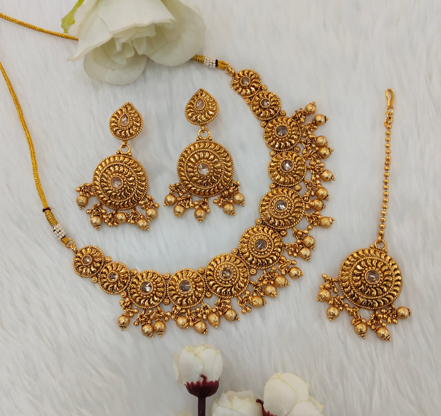 Gold Polki Necklace Jewellery Kuwar Set