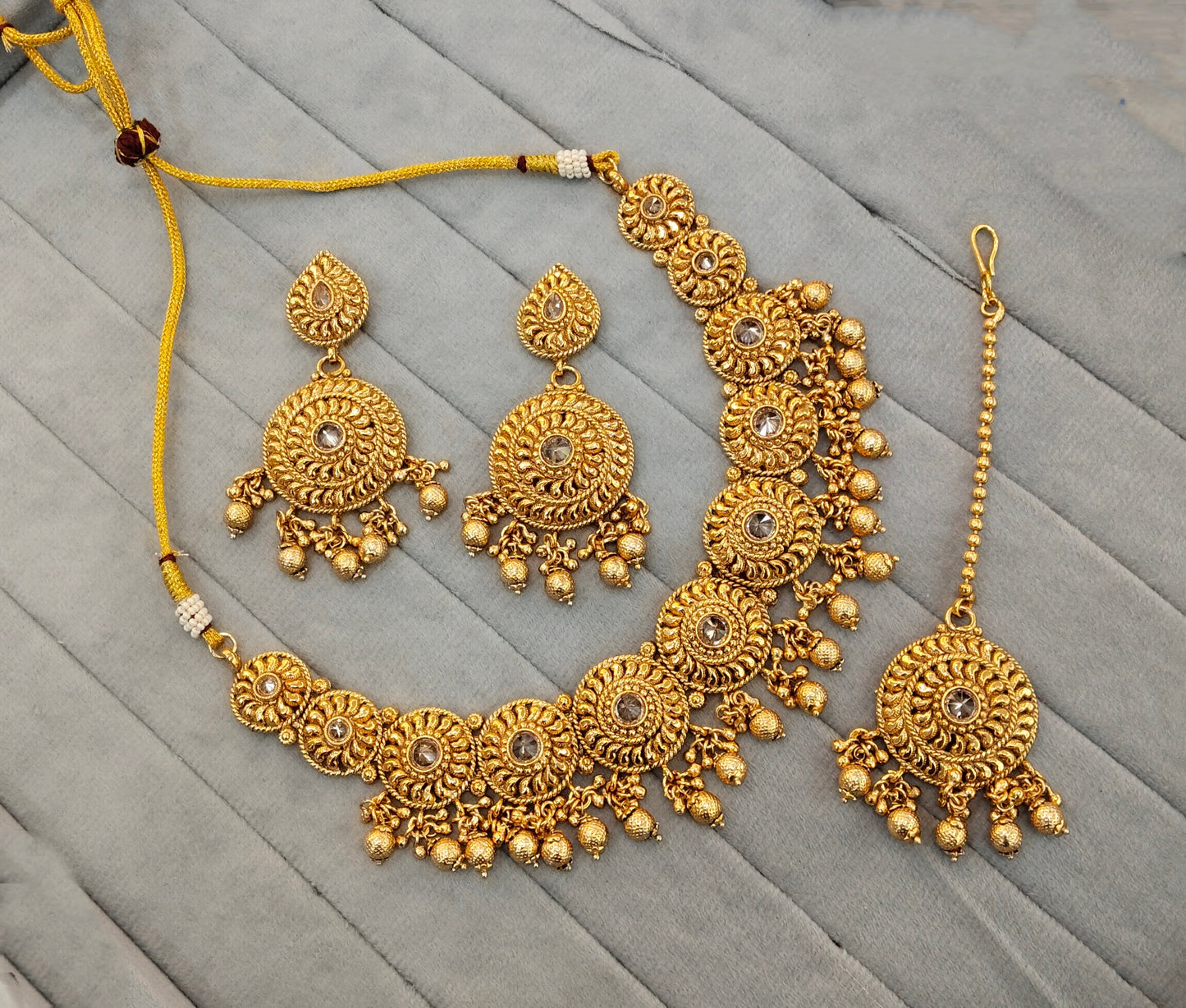 Gold Polki Necklace Jewellery Kuwar Set