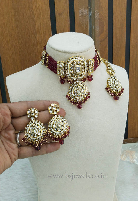 Maroon Kundan Choker Jewellery Lavina Set