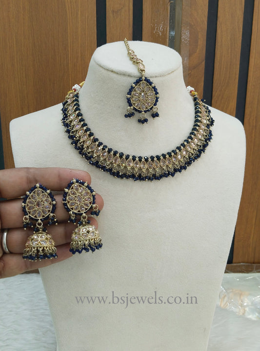 Blue Antique Gold Necklace Jewellery Anmol Set