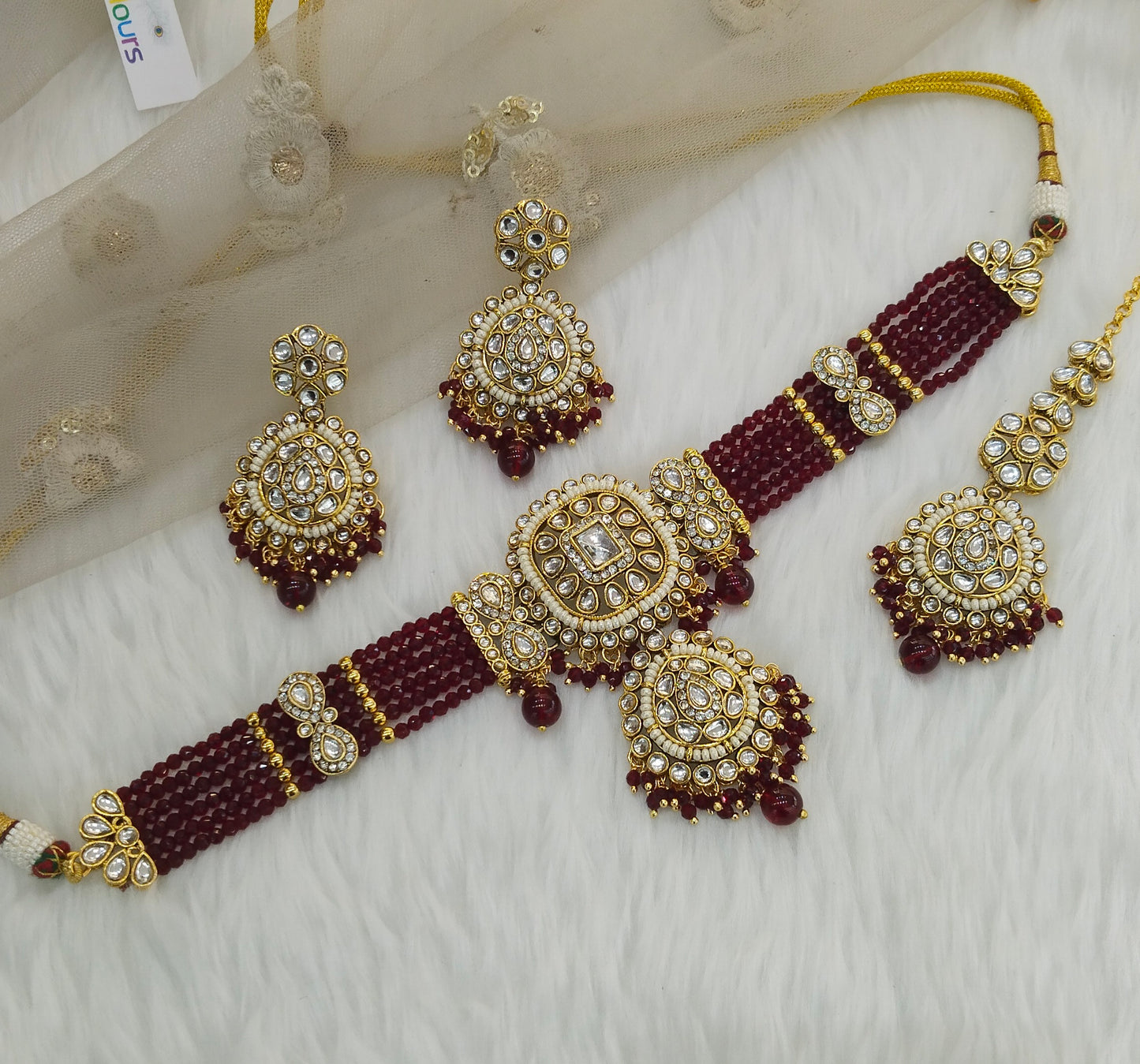 Maroon Kundan Choker Jewellery Lavina Set