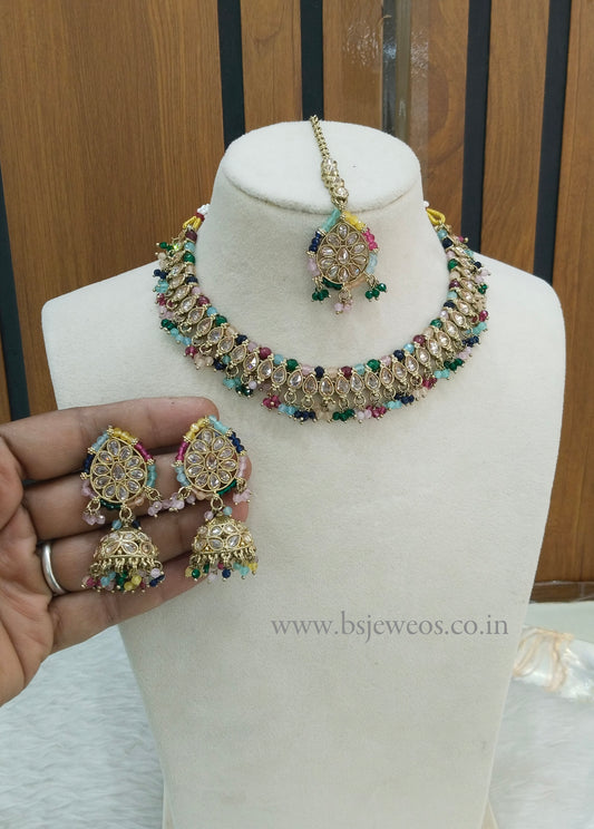 Multi Color Antique Gold Necklace Jewellery Anmol Set