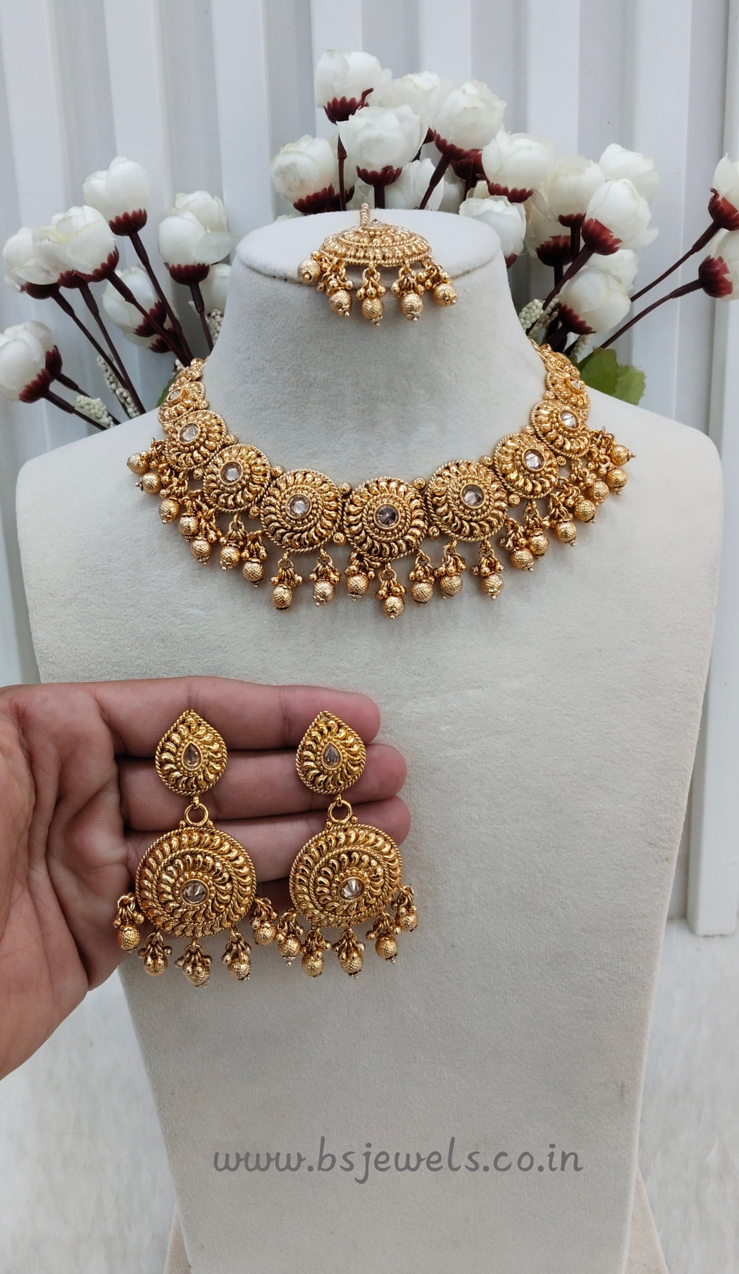 Gold Polki Necklace Jewellery Kuwar Set
