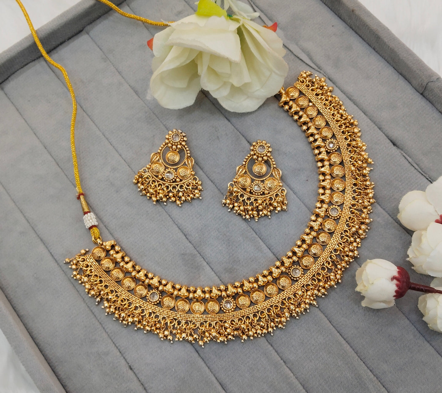 Gold Polki Necklace Jewellery Kuwar Set