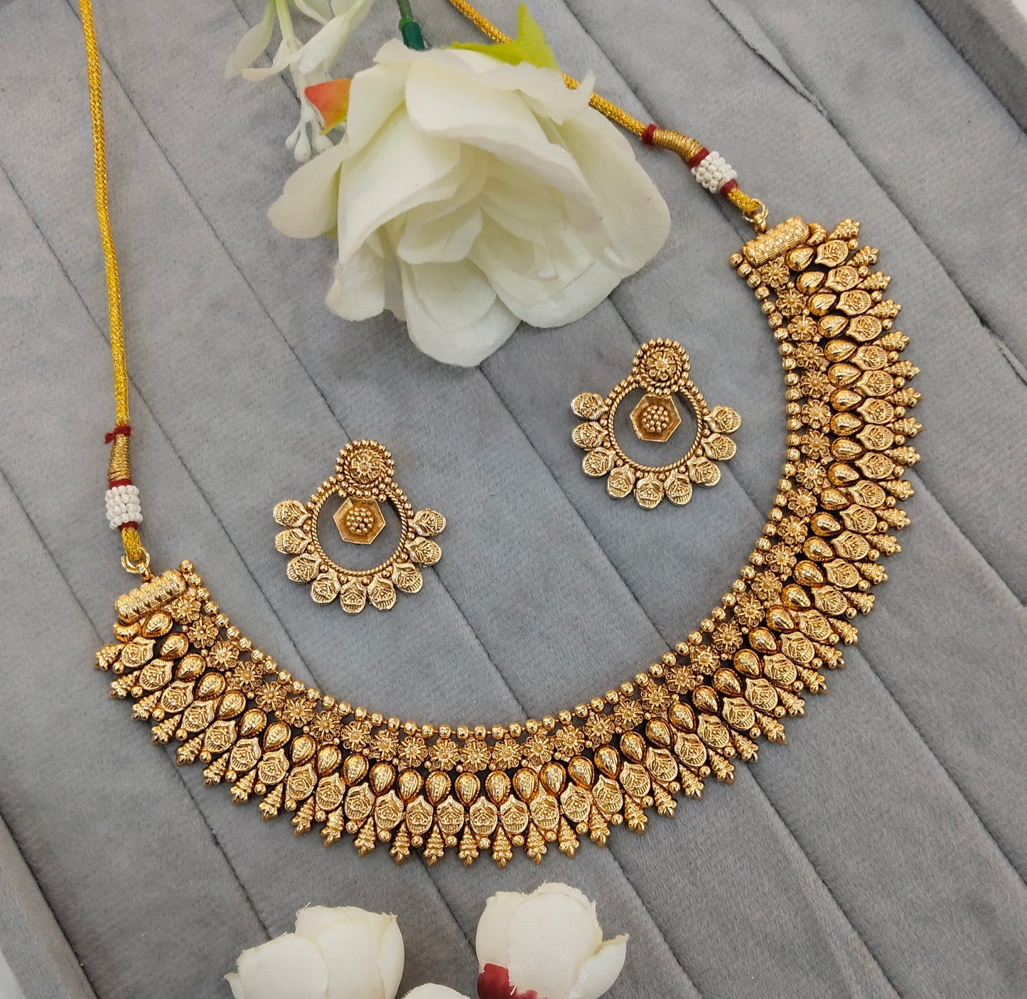 Gold Polki Necklace Jewellery Kuwar Set